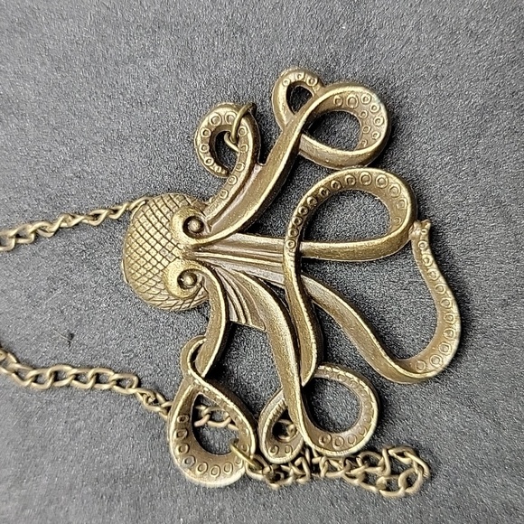 Bronze Tone Octupus Kraken Pendant Necklace Chain Pirate Sea Ocean Steampunk - Picture 16 of 16